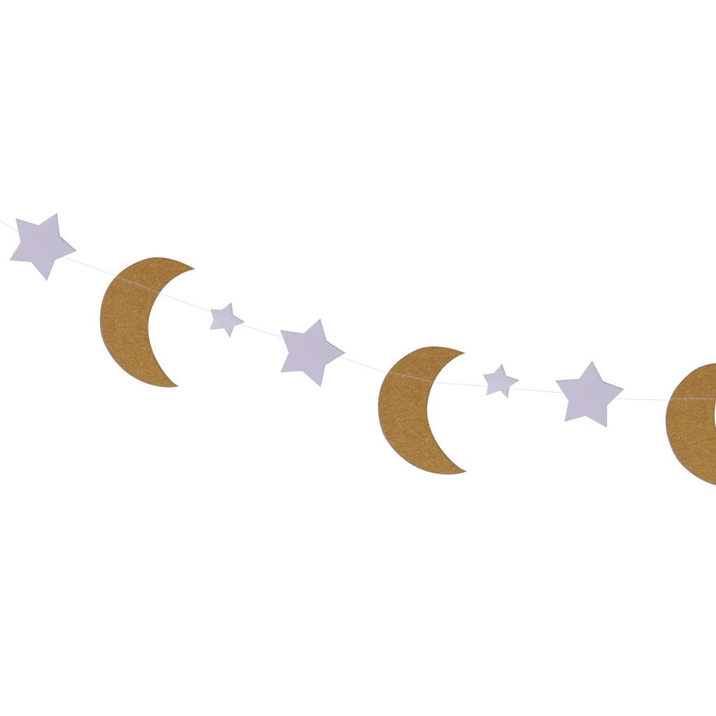 Glitter Moon & Star Bunting Banner for Kids Room Nursery Hanging Decoration