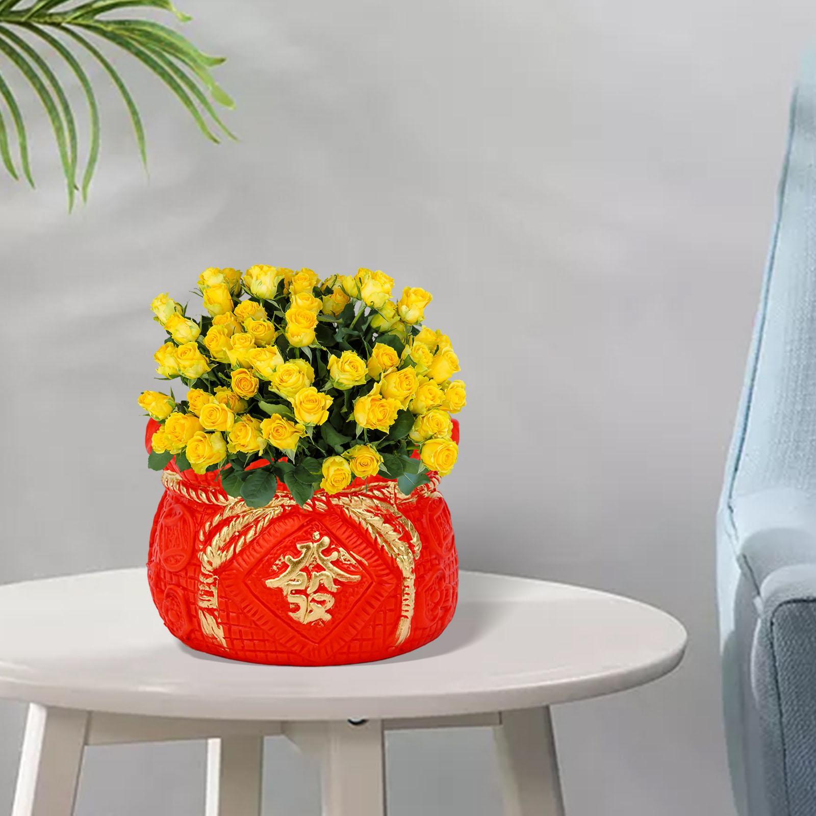 Ceramics Chinese Lucky Money Box Flower  Planter Pot Ornament