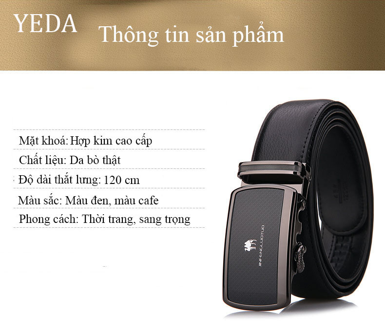 Dây nịt nam Thắt lưng nam công sở da bò nguyên chất khóa tự động Mã Z-0232 - Đen