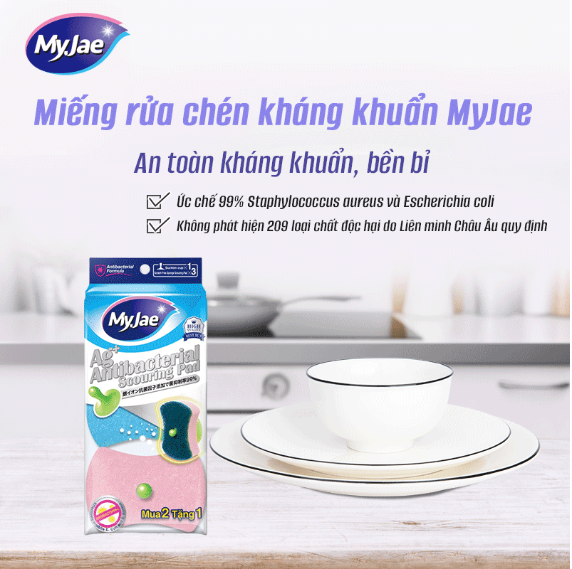 Miếng Bọt Biển Rửa Chén Kháng Khuẩn MyJae An Toàn Bền Bỉ