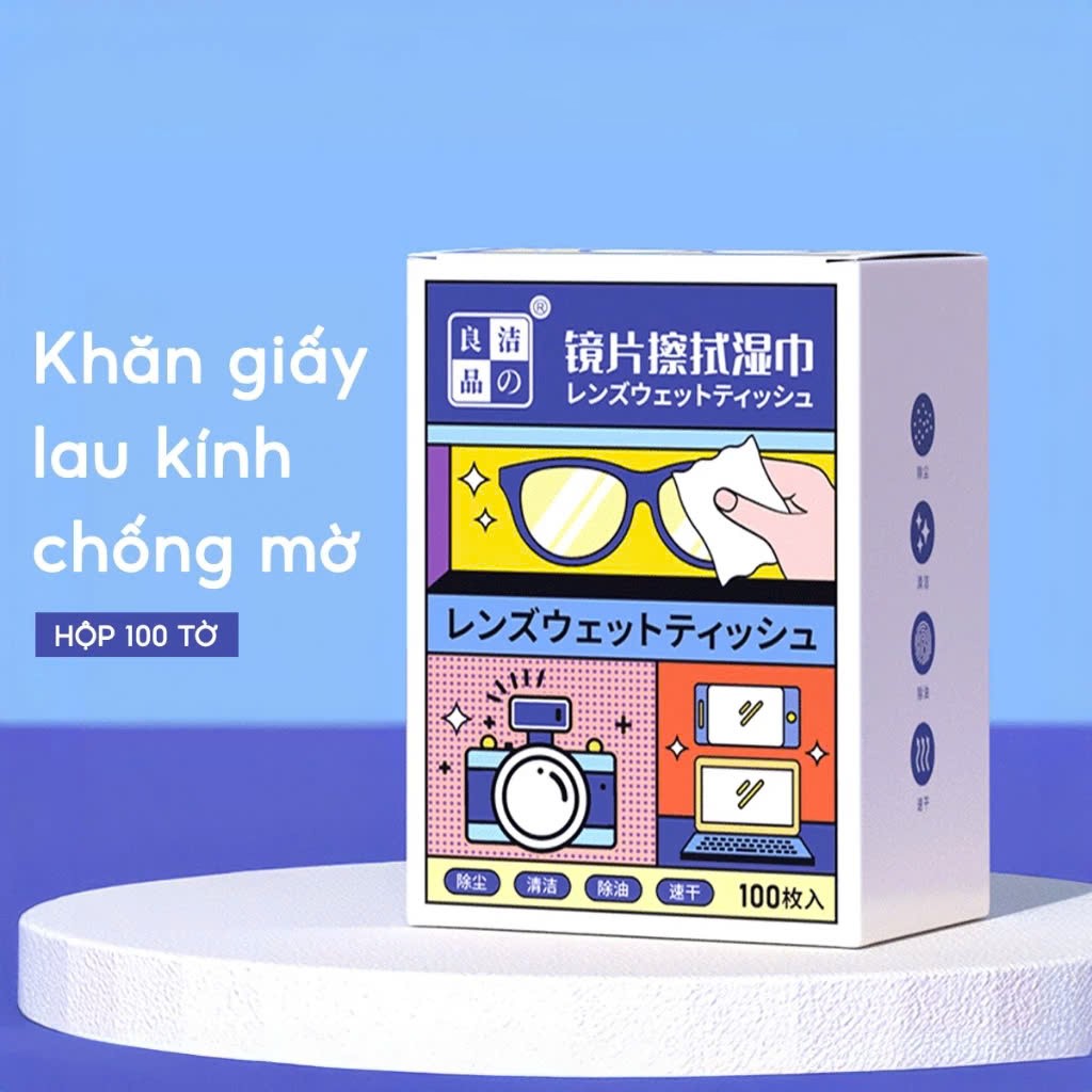 Combo 100 Khăn Lau Mắt Kính Nano- Miếng Giấy Lau Kính Chống Bám Hơi Nước, Lau Sạch Vân Tay Bụi Bẩn- Chính Hãng