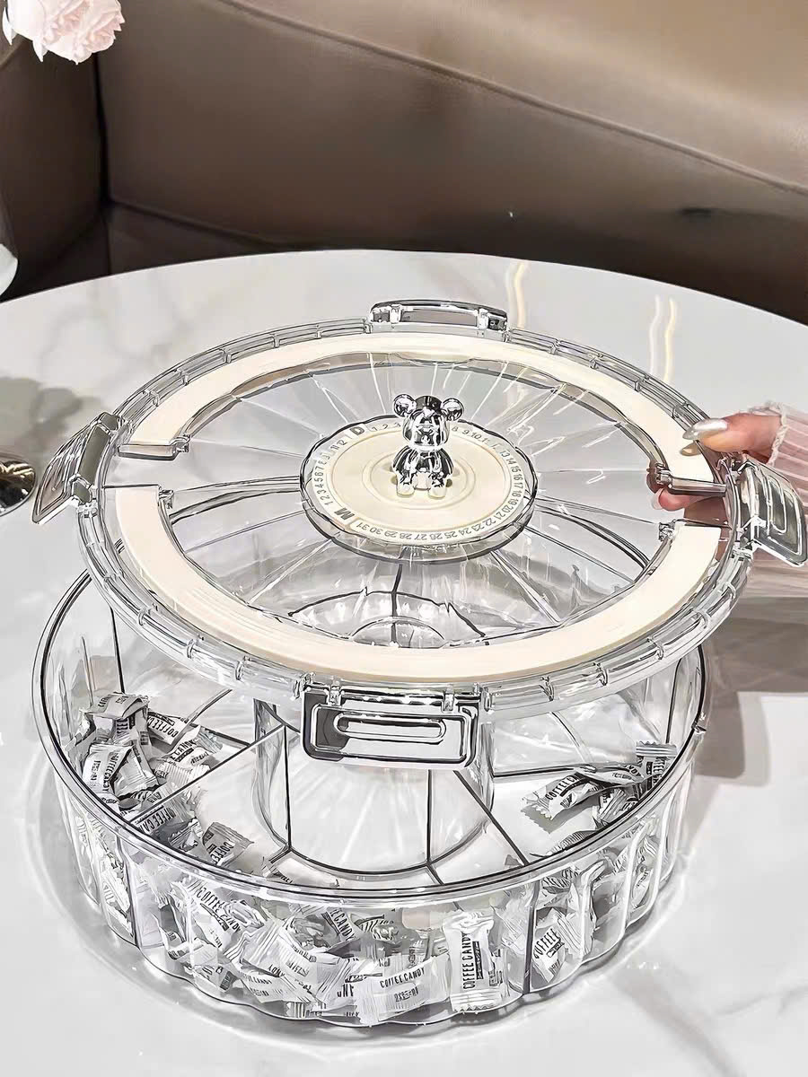 Khay Mứt Hình Gấu Vân Kim Cương 6 Ngăn Kèm Quai Xách – Hộp Đựng Bánh Kẹo Mứt Tết Sang Trọng, Hiện Đại - HÀNG CHÍNH HÃNG MINIIN