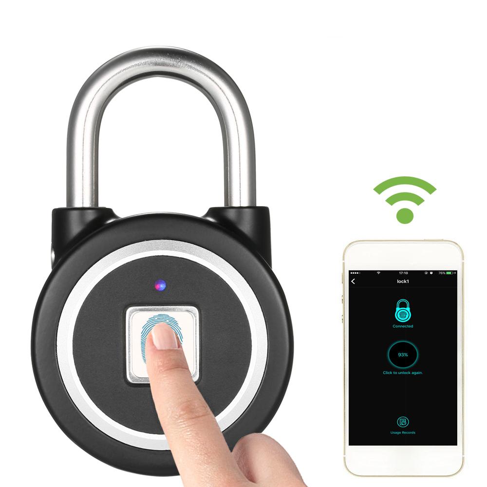 Khóa vân tay BT thông minh mở khóa trên APP hoặc nhập vân tay trên ổ khóa để mở, lưu trữ 16 Nhóm dấu vân tay,Có thể sạc lại USB