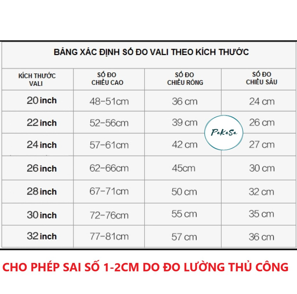 Áo bọc vali trong suốt, nhiều size- CHỌN SIZE- Bao trùm vali chống trầy xước đủ cỡ 18- 20-22-24-26-28-30 inch -Hàng chính hãng