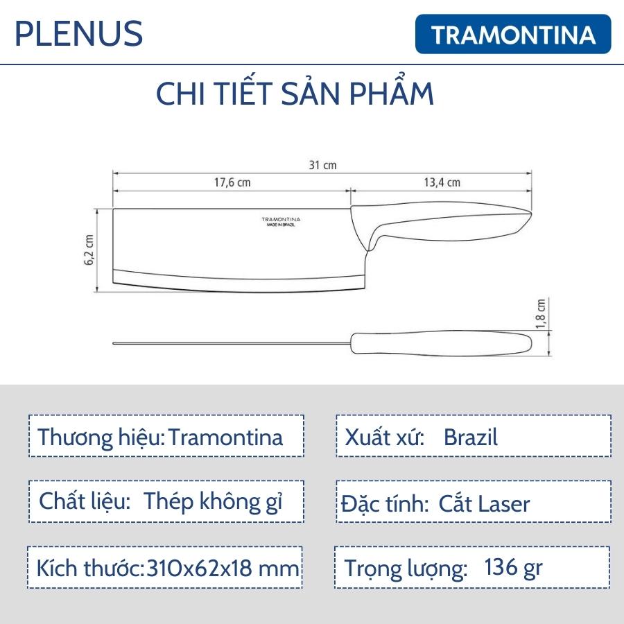 Dao Bếp Tramontina Plenus Bản Rộng Kiểu Á Lưỡi Dài 18cm Thép Không Gỉ Siêu Sắc Bén Sản Xuất Tại Brazil