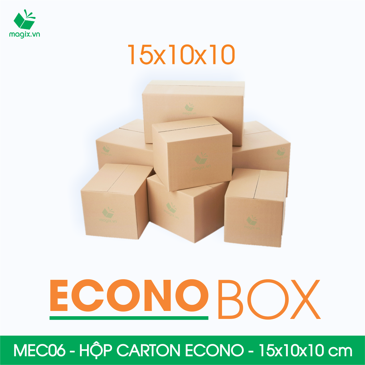Hình ảnh MEC06 - 15x10x10 cm - Combo 60 thùng hộp carton trơn siêu tiết kiệm ECONO