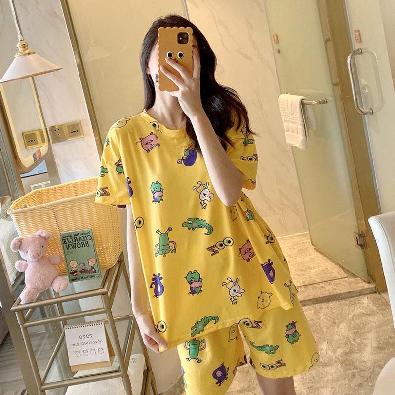 Set Đồ Ngủ Ngắn Tay Dáng Rộng Cho Nữ