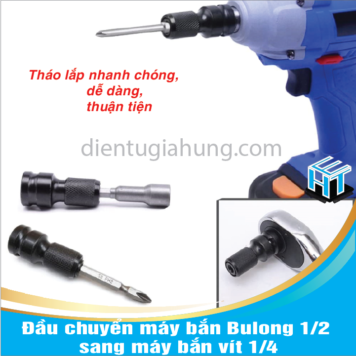 Đầu chuyển máy bắn Bulong 1/2 sang máy bắn vít 1/4