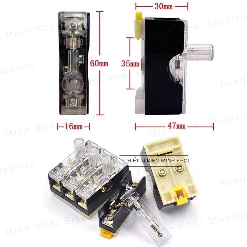 Đế Cầu Chì Kính FS-10, vỏ cầu chì kiếng thuỷ tinh