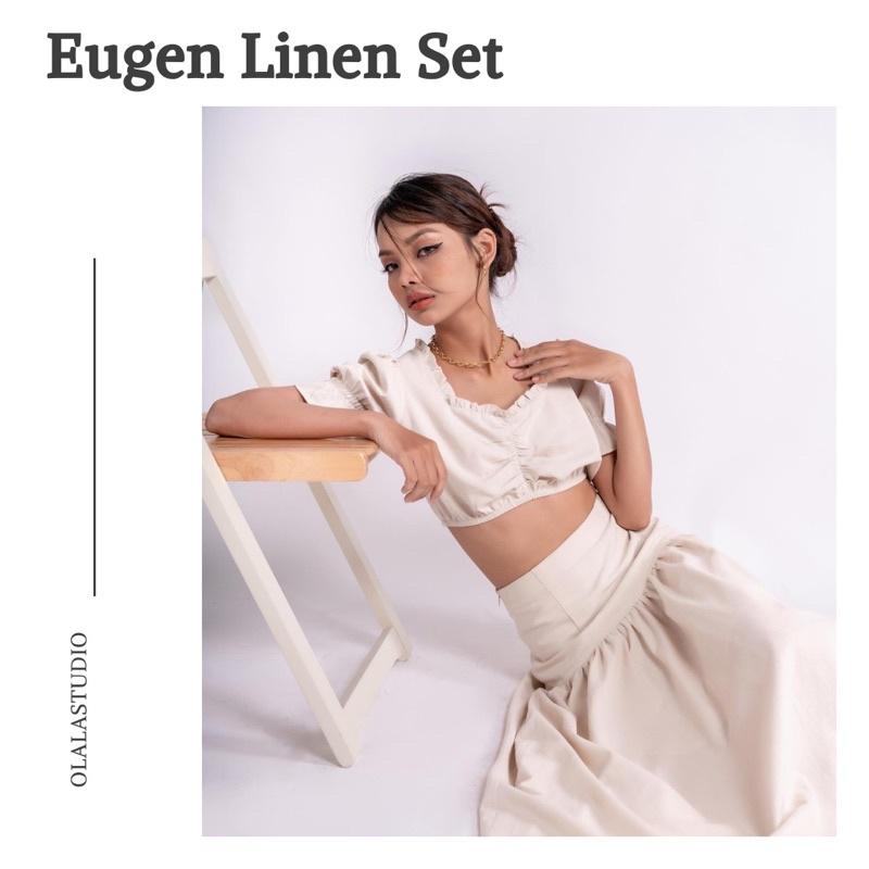 OLALASTUDIO Set linen áo croptop và chân váy dài Eugen Linen Set