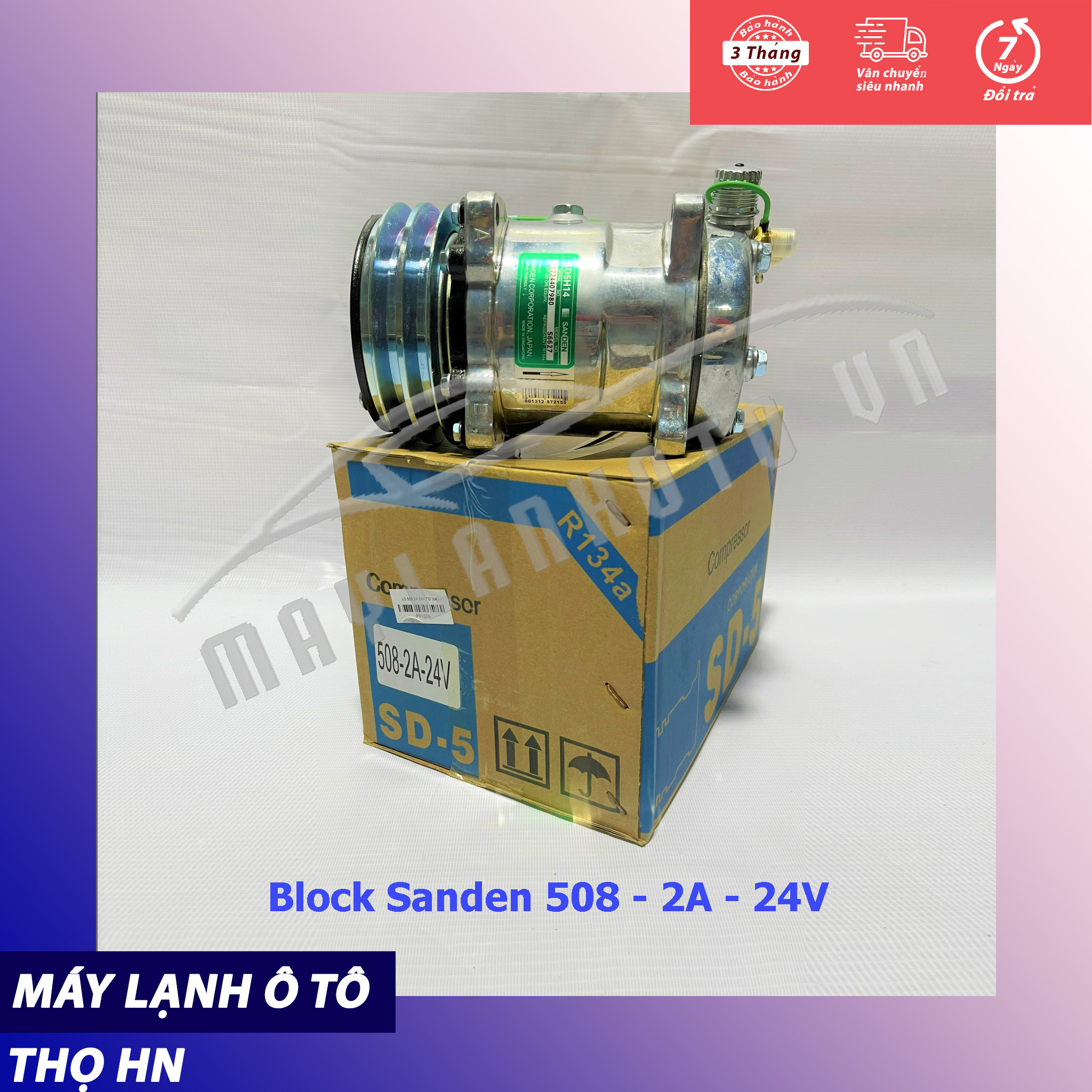 Lốc điều hòa Sanden 508 2A/8PK - 12V/24V hàng Trung Quốc