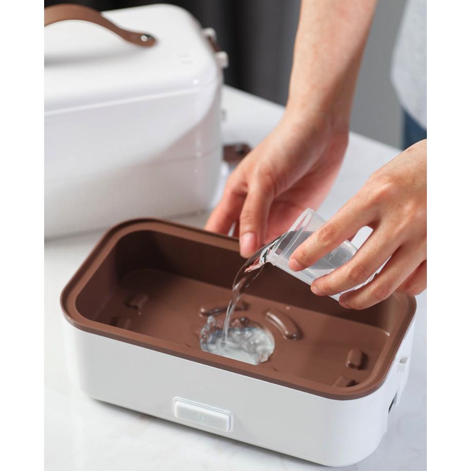 Hộp đựng cơm hâm nóng văn phòng 2 tầng Bento White