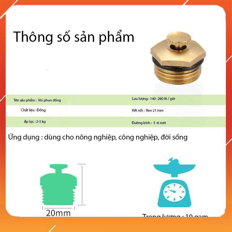 Béc phun sương bằng đồng nguyên chất hình cánh quạt bán kính lên tới 6-8 mét 206789