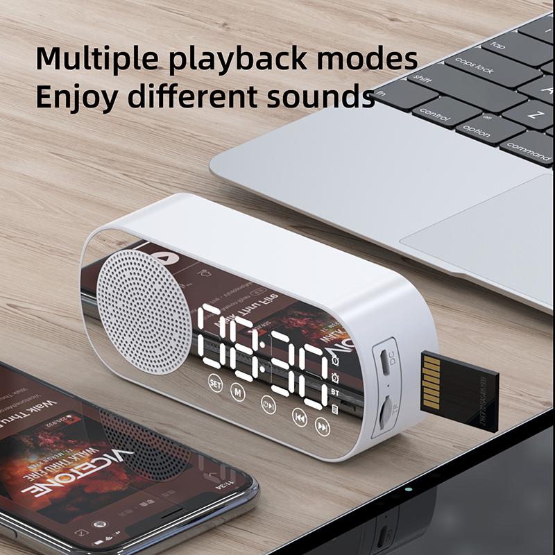 Đồng hồ loa Bluetooth không dây mới Hỗ trợ báo động kép TF Thẻ FM Radio Soundbar Hifi Music Box Soundbar Màu sắc: Đen