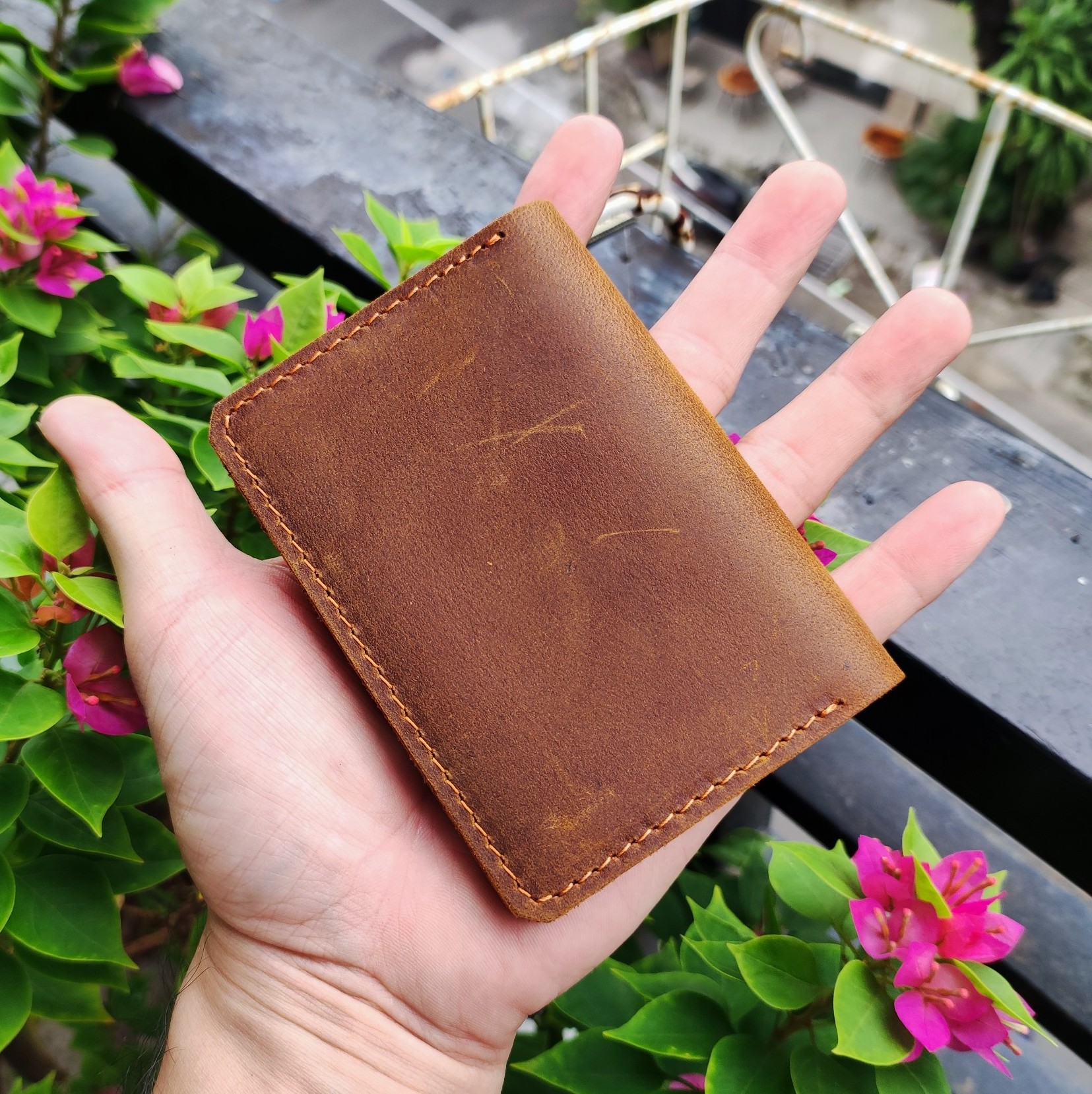 Bóp Ví Nam Mini Nhỏ Gọn Da Bò Thật Cao Cấp Dùng Càng Lâu Càng Đẹp Màu Nâu/Đen V16