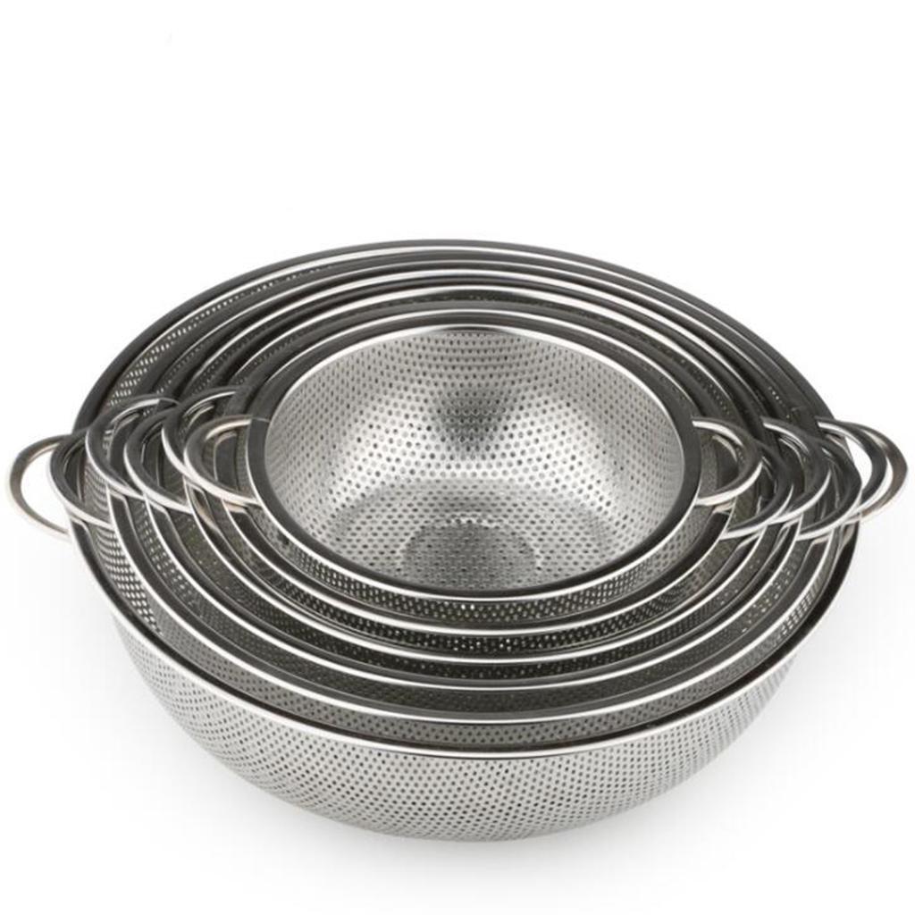 3x Stainless Steel Colander Noodles Draining Basket w/ Handles Storage