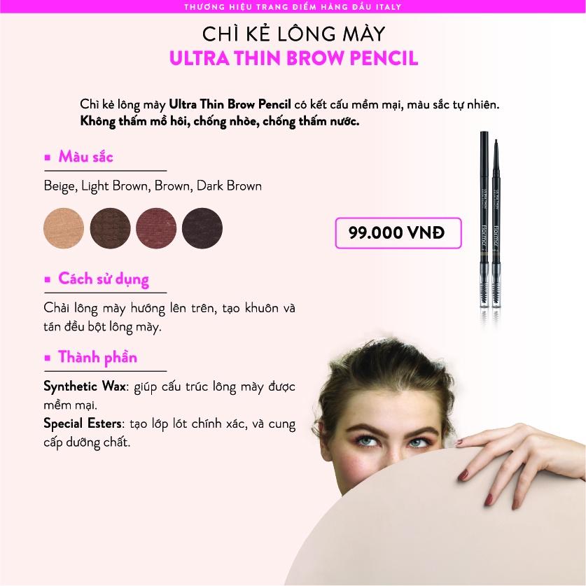 Chì kẻ lông mày Flormar Ultra Thin Brow Pencil chống thấm nước