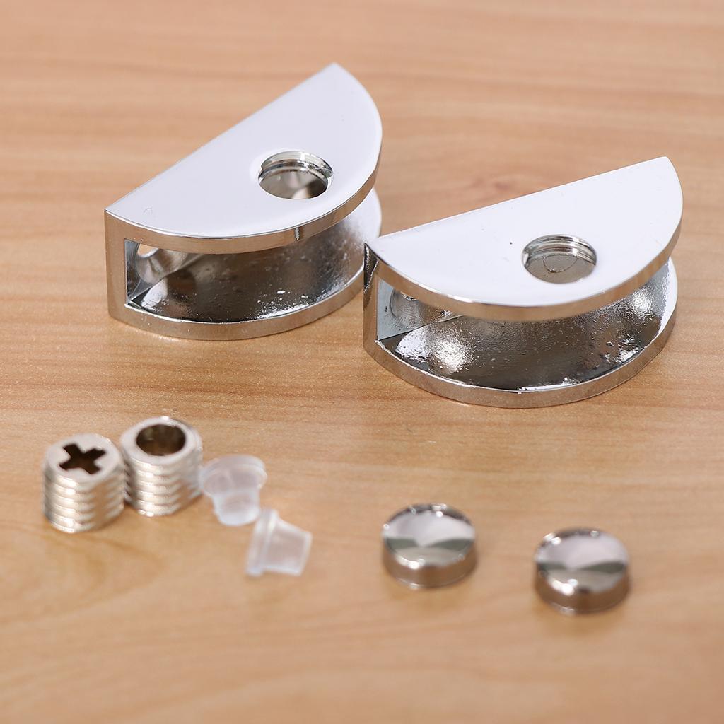3x2pc Zinc Alloy Fixed Glass Half Circle Adjustable Glass Brackets 8-10mm