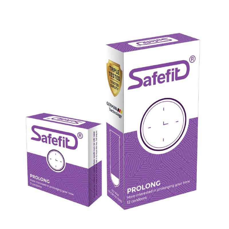 Bao cao su SafeFit Prolong Kéo dài thời gian Hộp 3 cái