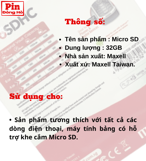 Thẻ nhớ 32GB micro SDHC Hàng chính hãng