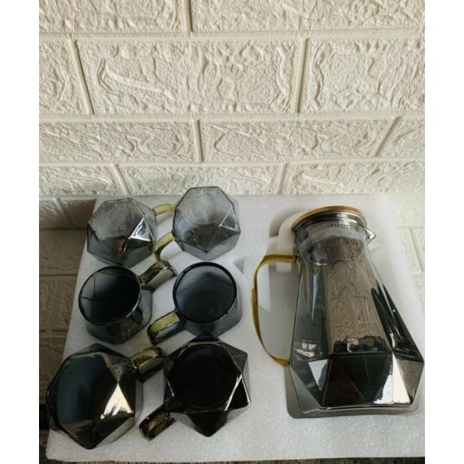 BỘ BÌNH + 6 CỐC THUỶ TINH PHA LÊ NHŨ ÁNH VÀNG