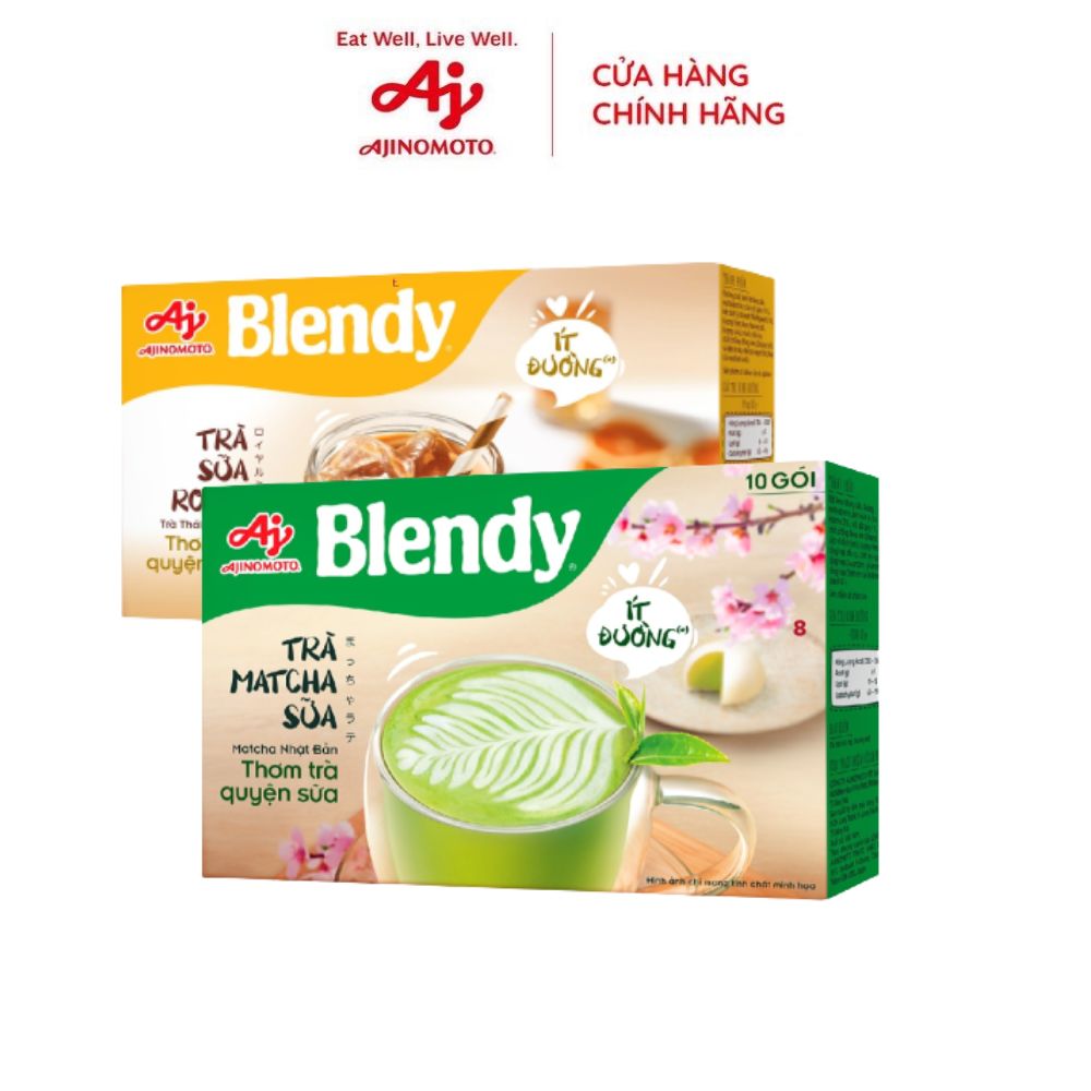 Combo 2 Hộp Trà Matcha Sữa 160g/Hộp và  Blendy® Trà Sữa Royal 144g/Hộp