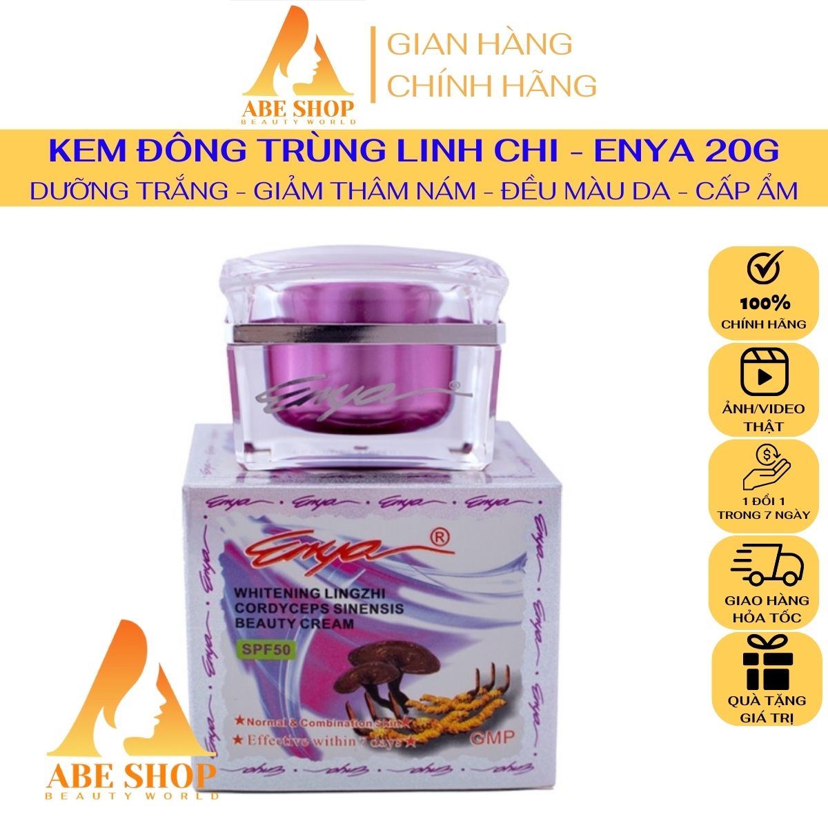 Kem Enya Đông Trùng Hạ Thảo - Linh Chi 20G Giảm Thâm Nám - Tàn Nhang - Đồi Mồi - Chống Lão Hóa