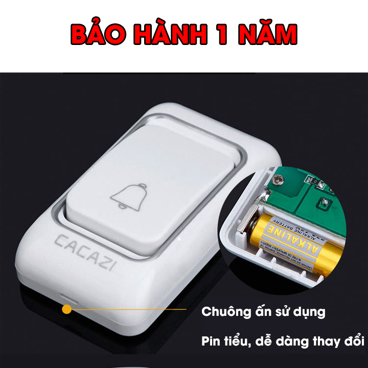 Chuông cửa không dây thông minh loại mới nhất, chống nước, khoảng cách sử dụng 300M, 36 loại nhạc - Tặng lọ tinh dầu sả chanh Ong Vàng như trong hình