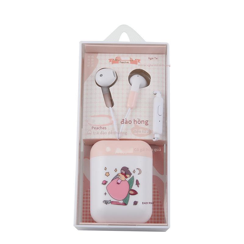 Giao hàng nhanh Tai nghe hoạt hình cho Android Apple Phiên bản Hàn Quốc Tai nghe nhét trong tai điều khiển dây dễ thương có hộp đựng