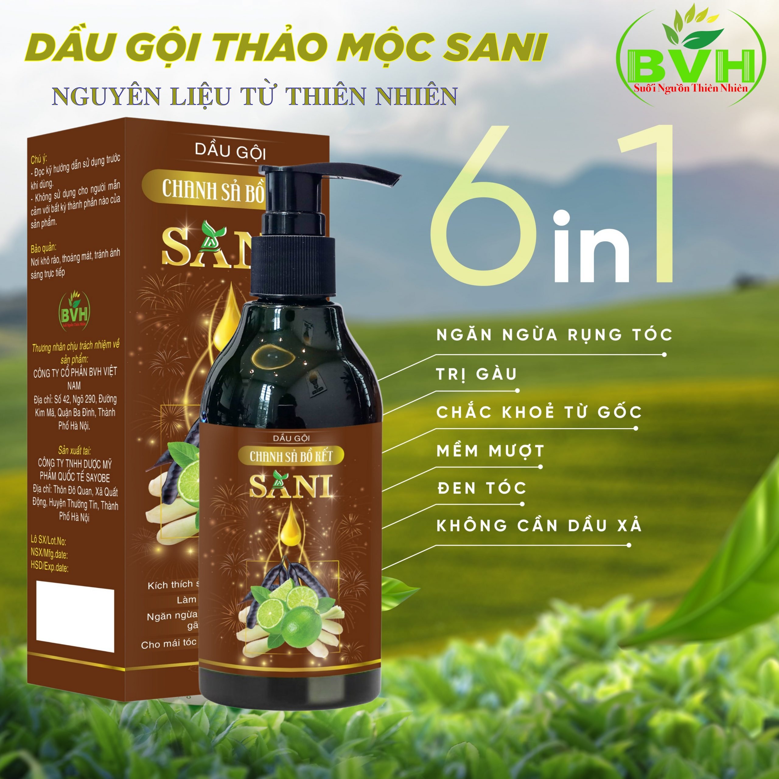 Combo 2 Dầu Gội , Xả Thảo mộc SANI -chanh sả bồ kết  Giảm Rụng Tóc, Bạc Tóc 300g