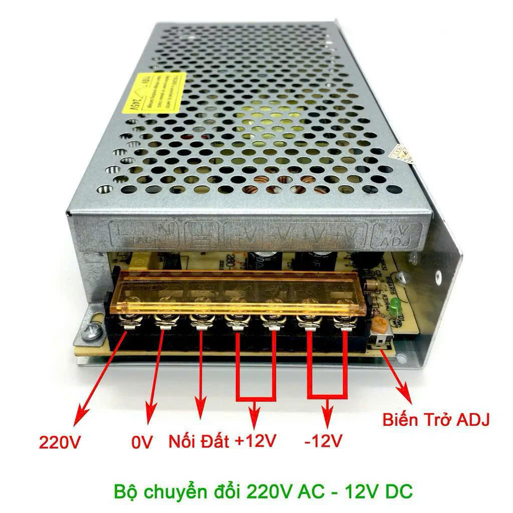 Bộ Đổi Nguồn 220V Ra 12V 25A Loại Xịn – Dùng Cho Đèn LED, Máy Bơjm Lốp, Thiết Bị 12V, đèn trang trí