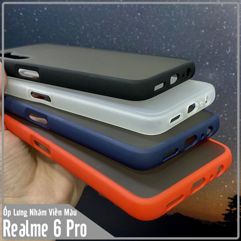 Ốp lưng cho Realme 6 Pro trong nhám viền màu