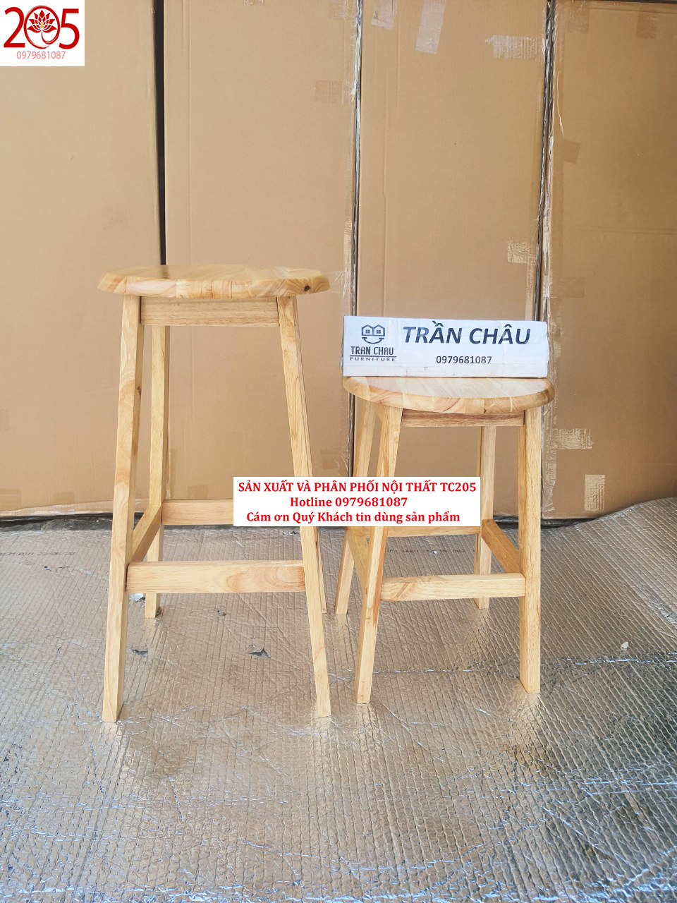 GHẾ GỖ CAO 45CM VÀ CAO 65CM - GỖ CAO SU