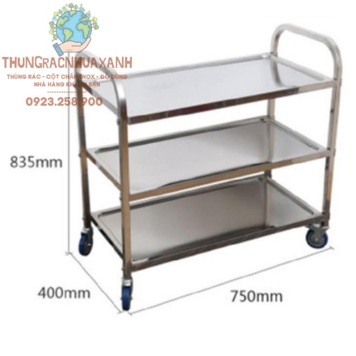 XE ĐẨY DỌN DẸP INOX 3 TẦNG NHÀ HÀNG - XE ĐẨY THỨC ĂN