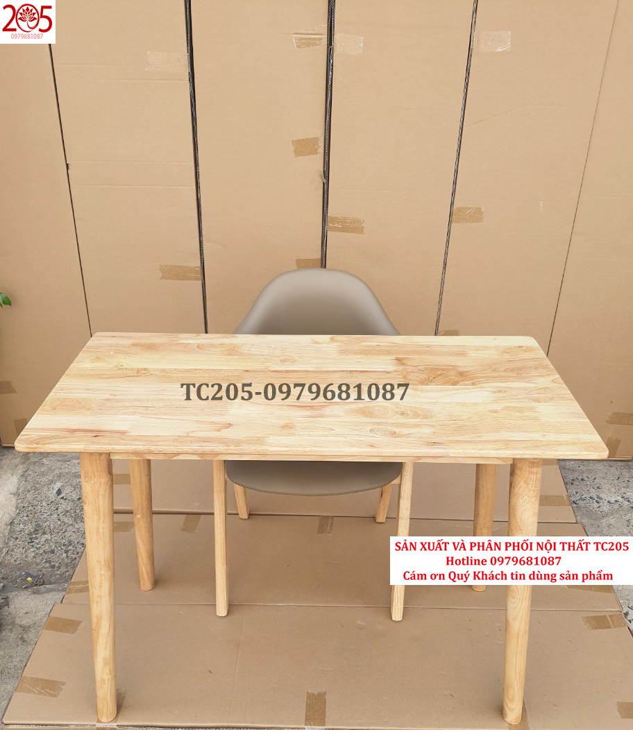 BÀN LÀM VIỆC, BÀN HOC SINH GỖ CAO SU 100% - 4 chân tròn