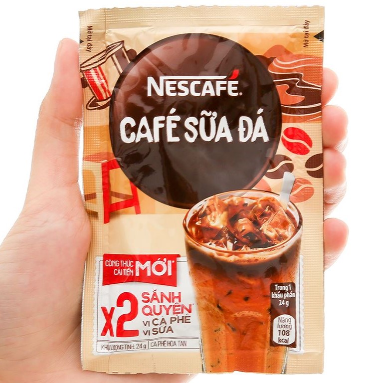 Combo 4 hộp cà phê hòa tan Nescafé cà phê sữa đá (Hộp 10 gói x 24 g) [Bộ 3 thố thủy tinh Nescafe]