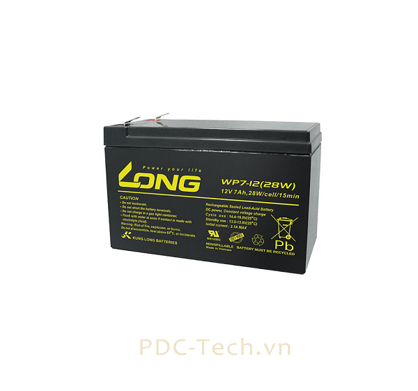 Ắc Quy LONG 12V-7AH, WP7-12 (28W) - Hàng Chính Hãng