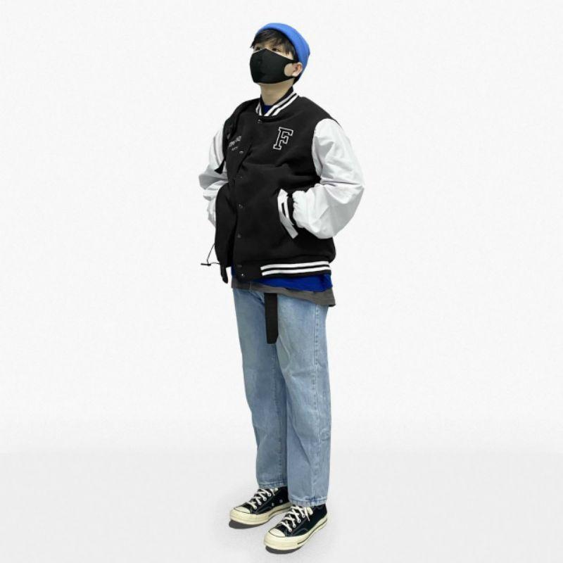 Áo Khoác Dù Bomber Bóng Chày F Nam Nữ Áo Khoác Gió S 7Zia Màu Đen Couple Cực Rẻ Đẹp -Bomber Jacket - ÁO KHOÁC THIÊN HÀ