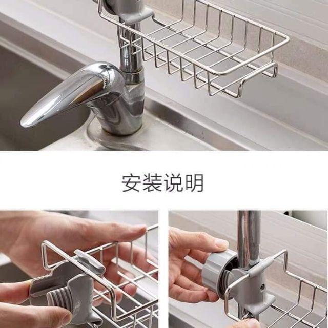 Giá kệ treo vòi để đồ rửa bát chén bằng inox không gỉ
