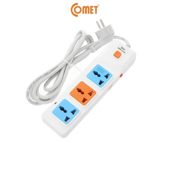 Ổ Cắm Điện Nối Dài COMET CES10302 2500W Dài 2m, 3 lỗ 3 chấu, có cầu chì bảo vệ