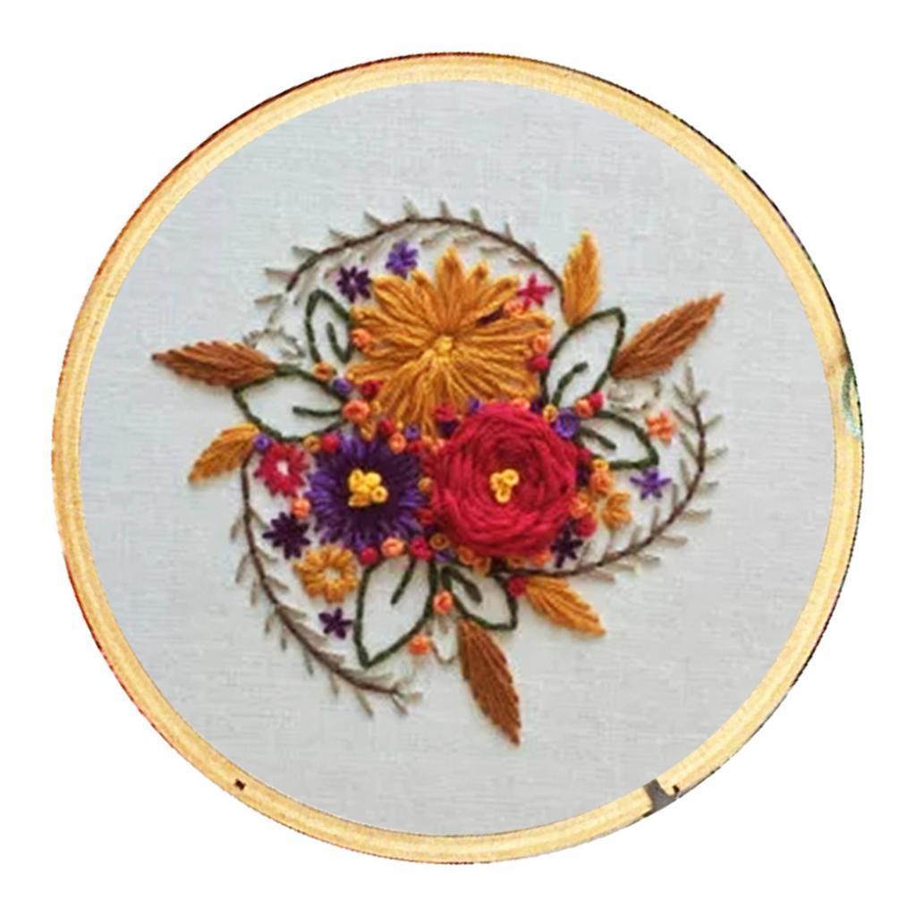 Embroidery Starter Kit Full Range of Stamped Cross Stitch Kits for Beginner with Embroidery Cloth Pattern, Embroidery Hoop, Color Threads, Tools Kit