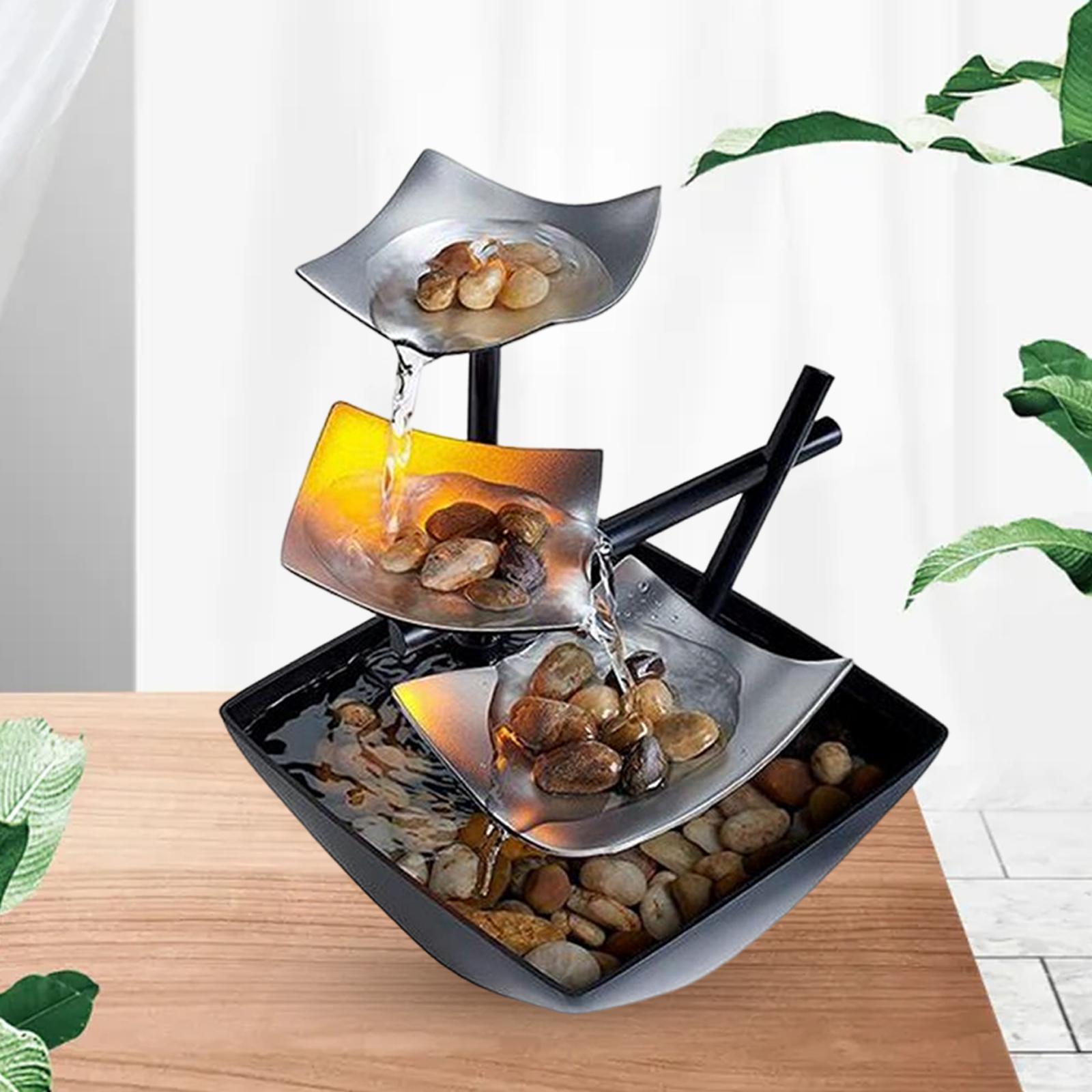 Relaxation Tabletop Fountain USB Powered with Pump Rocks for Feng Shui Decor