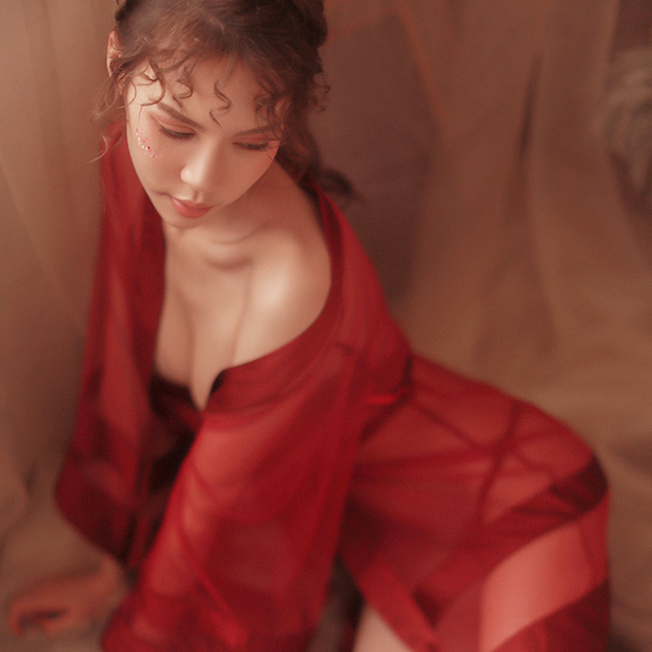 Áo choàng viền lụa xuyên thấu sexy Q16 - Áo choàng ngủ nữ quyến rũ - Váy ngủ áo choàng nữ gợi cảm
