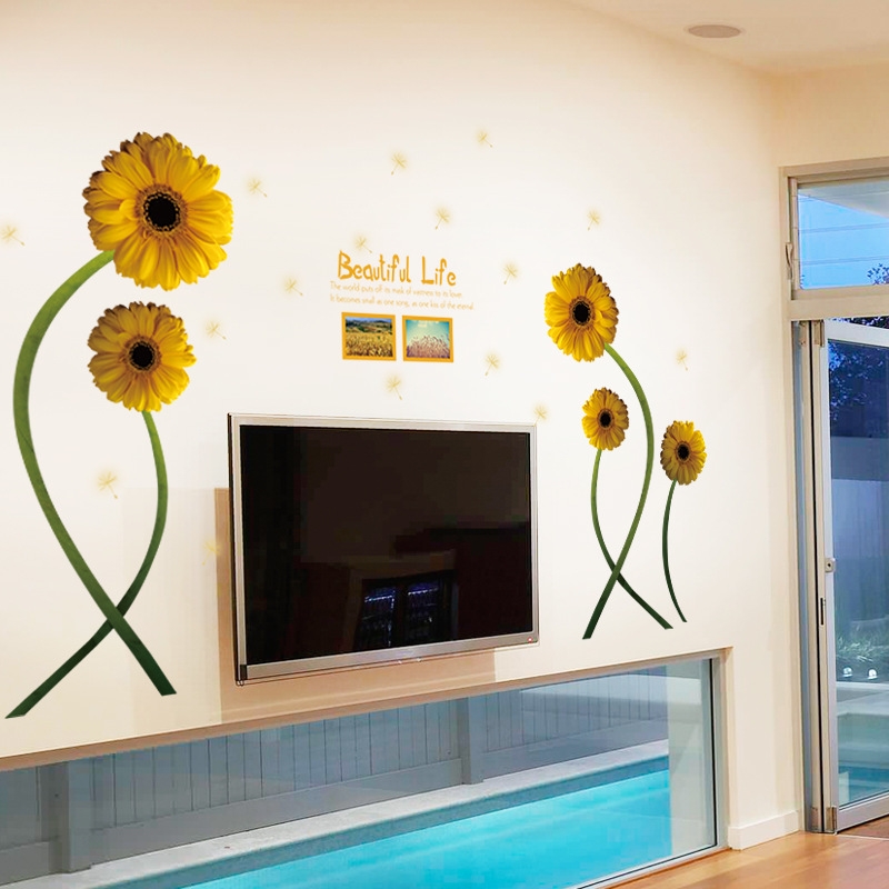 Decal dán tường Hoa cúc vàng trang trí phòng khách,phòng ngủ đẹp
