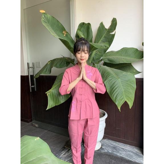 ĐỒ LAM ĐI CHÙA Sẩm Tàu Viền Vải Kate Mịn