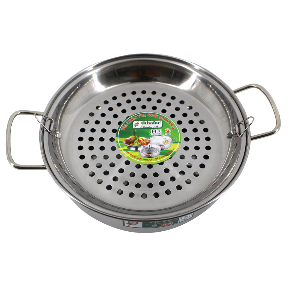 Nồi lẩu Inox nắp kiếng có vỉ hấp loại đường kính và 24 cm Tithafac