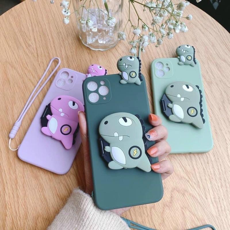 Ốp Điện Thoại Hoạ Tiết Hello Kitty/ Khủng Long Kèm Gương cho 7p/8p/X/Xs/11/ 11promax/12 /12 pro/ 12 promax 13 13Promax