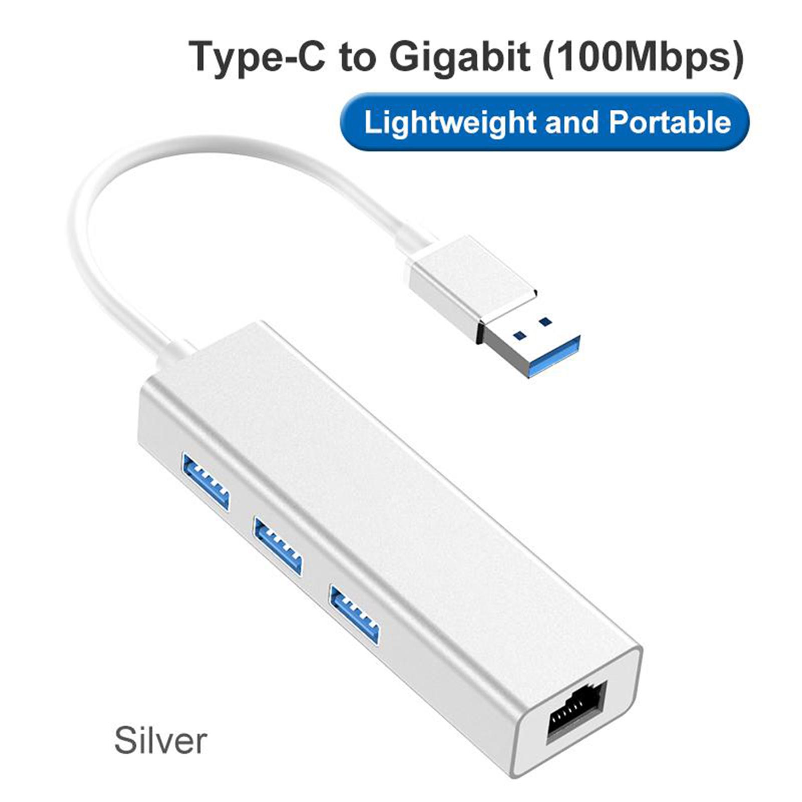 USB 3.0 Ethernet Adapter Hub with  10/100Mbps Ethernet Converter LAN Wired Network Adapter 3 Ports USB 3.0 Hub for Surface Pro, Laptop, PC