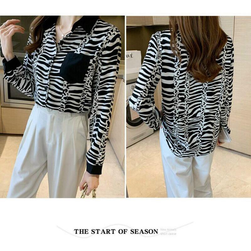 HÀNG NHẬP - ÁO SƠ MI LỤA HOẠ TIẾT BÁO