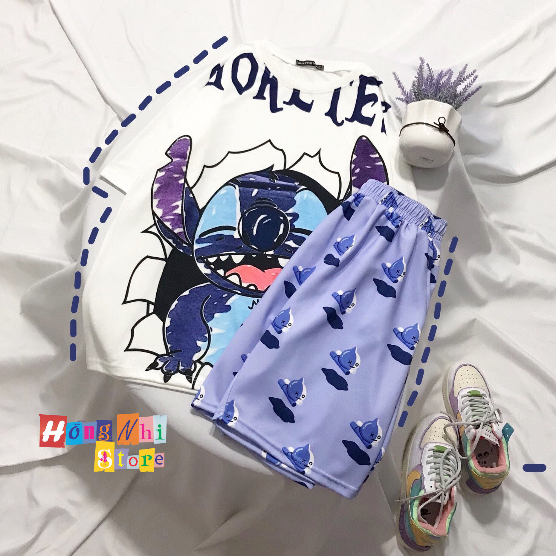 Quần Short Cartoon Unisex Hình  Ma Tím - Quần Đùi Hoạt Hình Siêu Cute - MM